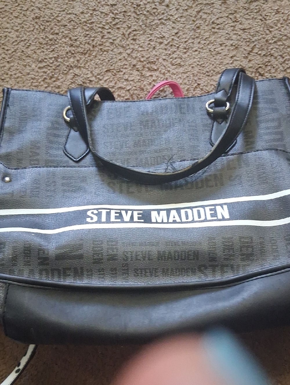Steve Madden Black and White Duffel Tote